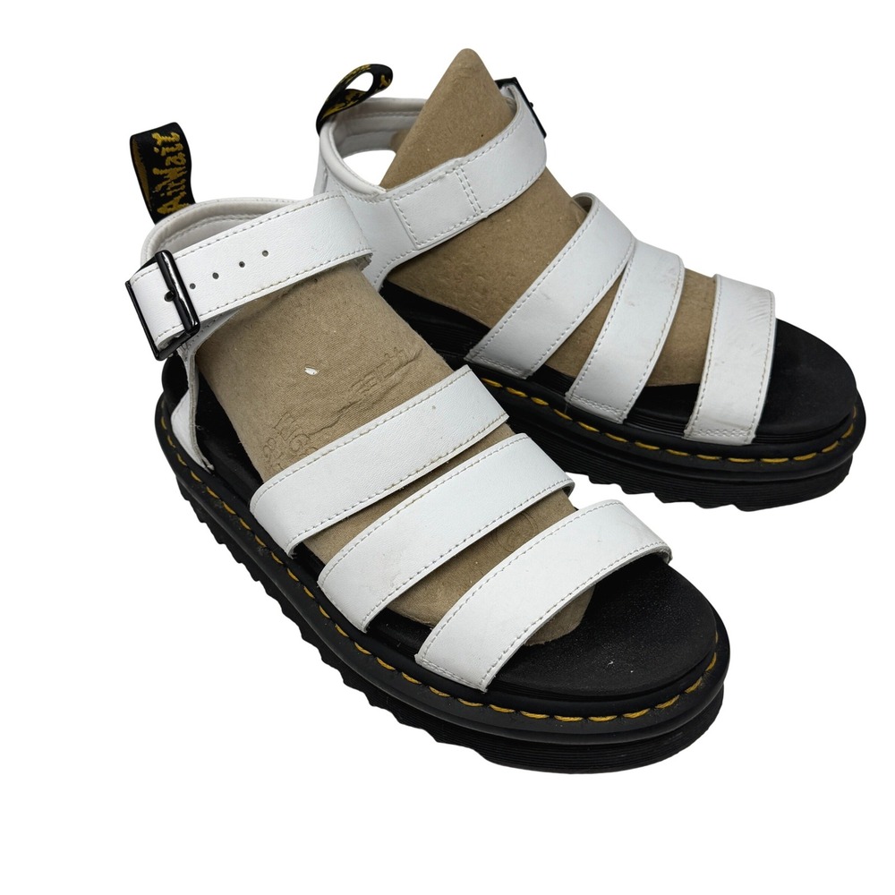 Dr. Martens Blaire Sandals Womens‎ 7 White Excellent Platform Strappy AW004